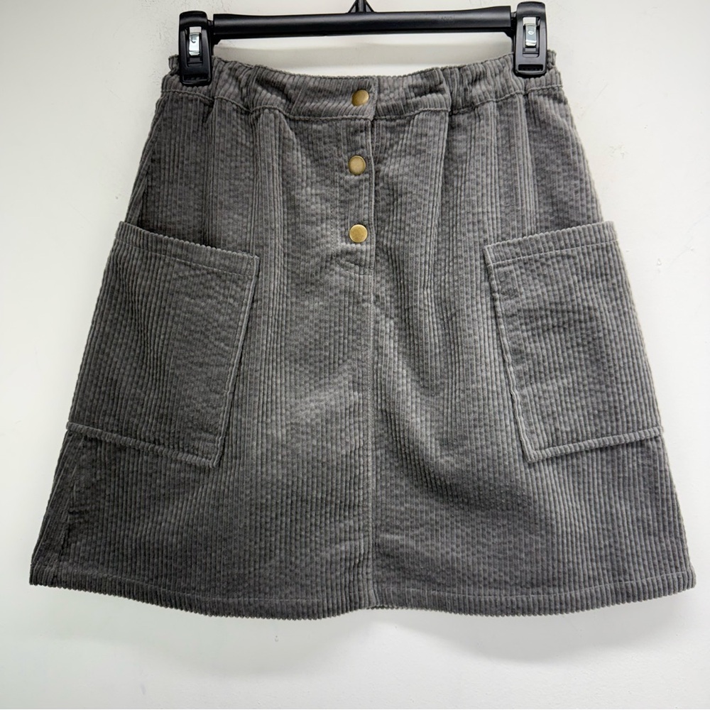 Vignette size 16 Girls Gray Corduroy Button Front Skirt